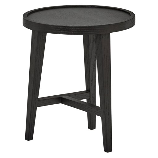 Amazon Brand – Rivet Mid-Century Modern Round Black Wood Nesting Side End Table, 15.7" W, Dark Oak