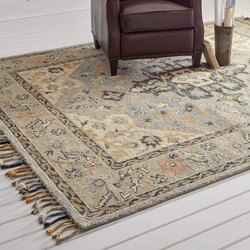 Amazon Brand – Stone & Beam Garrison Vintage Pattern Wool Area Rug, 8 x 10 Foot, Grey Multi