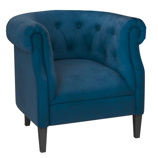 Amazon Brand – Ravenna Home Westcott Curved Tufted Rolled Arm Accent Chair, 34"W, Blue
