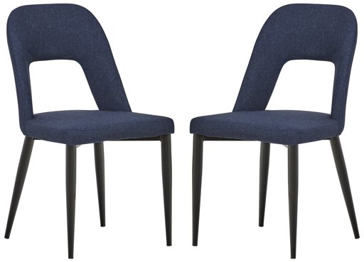 Amazon Brand – Rivet Florence Mid-Century Modern Set of 2 Wide Open-Back Accent Kitchen Dining Room Chairs, 18.8"W, Navy Blue
