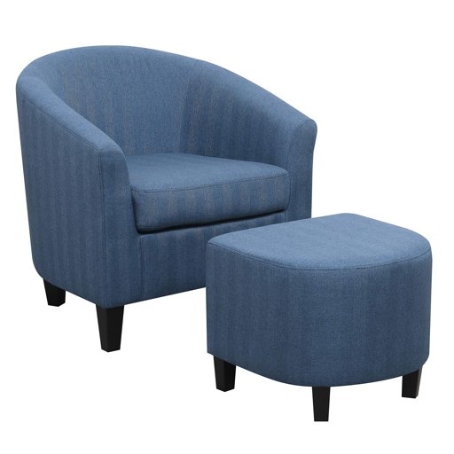 Amazon Brand – Ravenna Home Connor Curved Back Club Accent Chair with Ottoman, 27.95"W, Navy