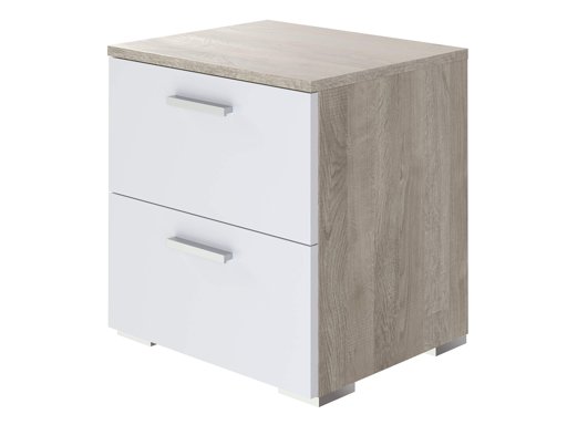 Amazon Brand - Movian Kolva 2-Drawer Bedside Table, 47 x 45 x 38 cm, Light Brown Oak-Effect/White