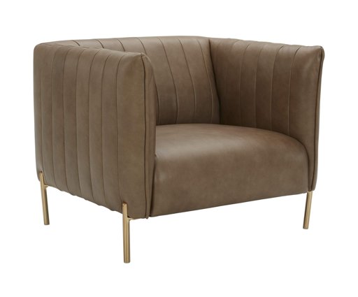Amazon Brand – Rivet Frederick Mid-Century Modern Tufted Leather Living Room Chair, 38"W, Taupe