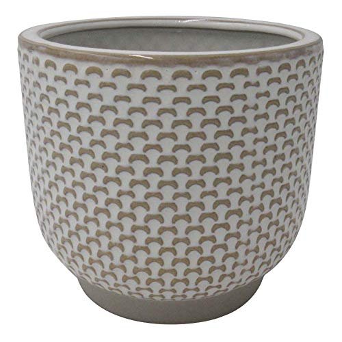 Amazon Brand – Stone & Beam Textured Stoneware Planter, 5.1"H, Ivory