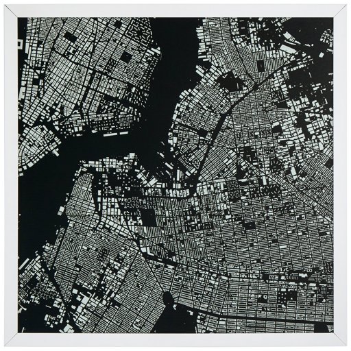 Amazon Brand – Rivet Modern Black and White Map of New York City, White Frame, 20" x 20"