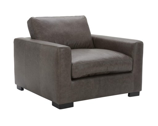 Amazon Brand – Stone & Beam Westview Extra-Deep Down-Filled Leather Accent Chair, 43.3"W, Dark Grey