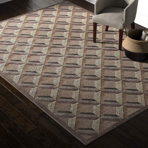 Amazon Brand – Rivet Motion Modern Grid Pop Area Rug, 7' 9" x 10' 10", Stone