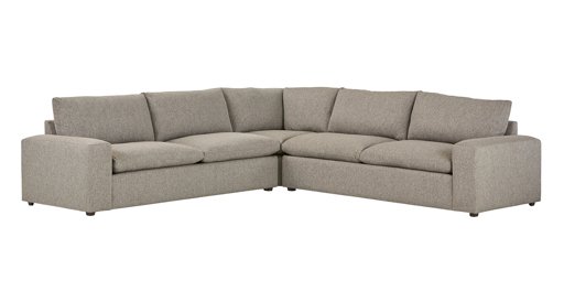 Amazon Brand – Stone & Beam Hoffman Down-Filled Performance Fabric Sectional Sofa Couch, 127"W, Grey Tweed