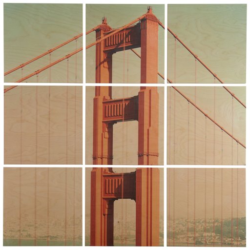 Amazon Brand – Rivet 9-Piece Golden Gate Bridge Mural Wall Art on Wood, 36" x 36"