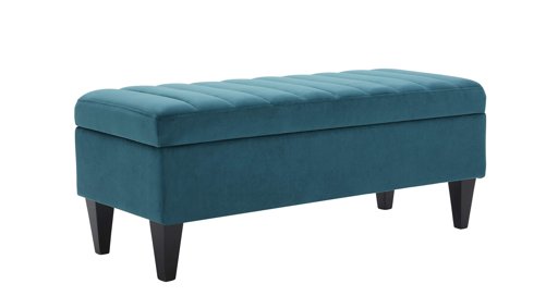 Amazon Brand – Rivet Maple Channel Tufted Velvet Storage Ottoman with a Soft-Close Hinge, 45.3"W, Teal