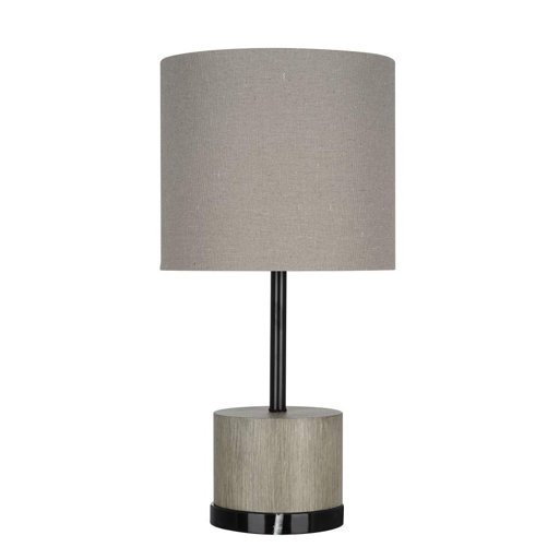 Amazon Brand – Rivet Scandinavian Real Gray-Wood Table Lamp with Marble Bottom, LED Bulb Included, 18.5"H, Grey