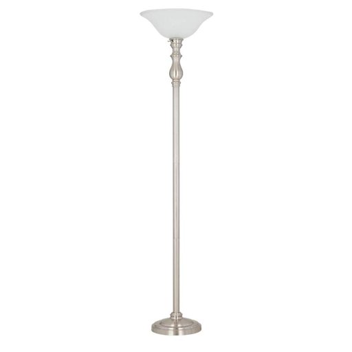 Amazon Brand – Ravenna Home Frosted Glass Living Room Standing Floor Lamp with LED Light Bulb - 69.75 Inches, Brushed Nickel