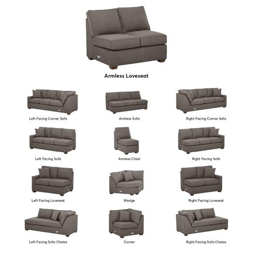 Amazon Brand – Stone & Beam Bagley Sectional Component, Armless Loveseat, Fabric, 44"W, Stone