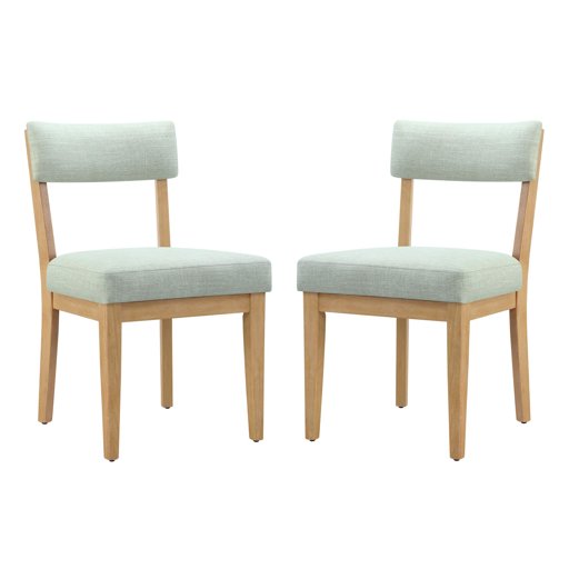 Amazon Brand – Stone & Beam Bergen Upholstered Dining Chair with Wood Legs, Set of 2, 20"W, Mint Green