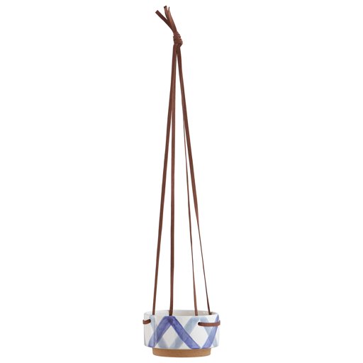 Amazon Brand – Rivet Ceramic Planter with Leather Strap, 3.5"H, Modern, Blue and Ivory