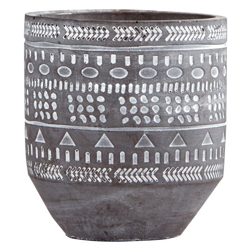 Amazon Brand – Rivet Modern Concrete Indoor Outdoor Planter Pot With Painted Accents - 5 Inch, Grey and White