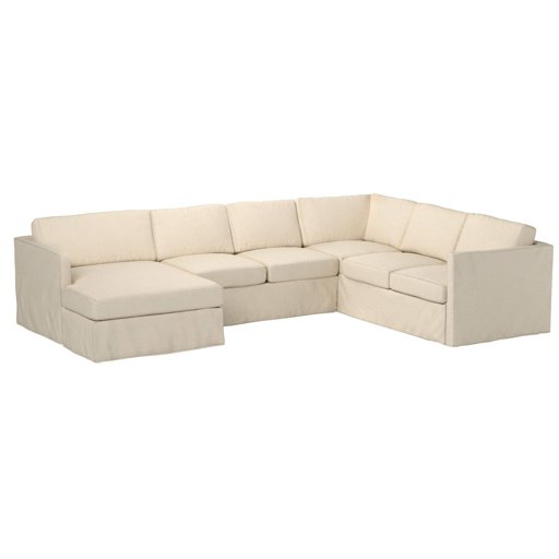 Amazon Brand – Stone & Beam Andover Slipcover Right-Facing U-Shaped Sectional, 134"W, Cream Fabric