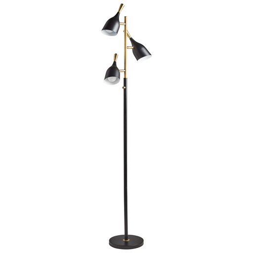 Rivet Mid-Century Modern Task Lamp, 67"H, with Bulb, Matte Black & Brushed Steel Accents