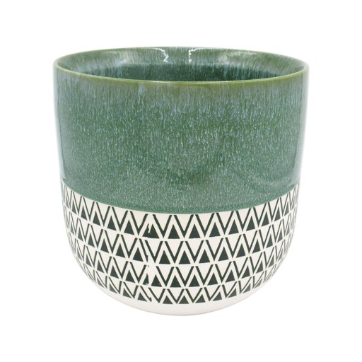 Amazon Brand – Stone & Beam Mid-Century Two-Toned Planter, 10.53"H, Teal Green