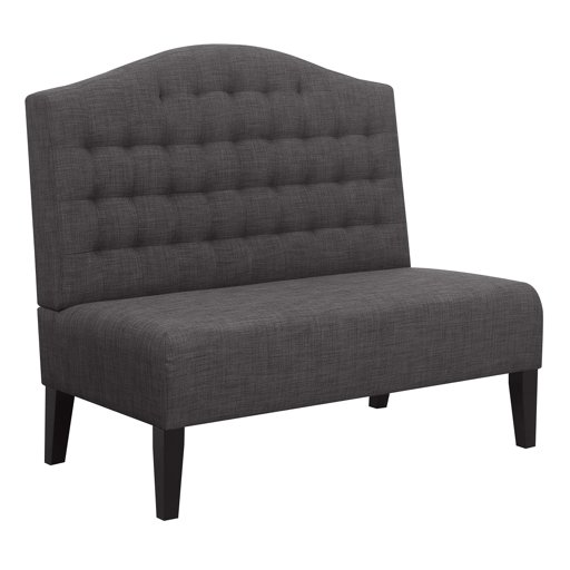 Amazon Brand – Ravenna Home Rai Tufted Arched Armless Loveseat Bench Settee, 52"W, Dark Grey