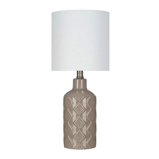 Amazon Brand – Ravenna Home Table Lamp with Diamond Pattern on Ceramic Base, Bulb Included, 18.25"H, Vintage Khaki