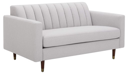 Amazon Brand – Rivet Damien Mid-Century Modern Channel-Backed Loveseat Sofa, 61"W, Felt Grey