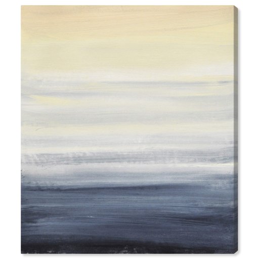 Amazon Brand – Stone & Beam Modern Abstract Blue and Tan Ocean Print Wall Art on Canvas, 20" x 24"