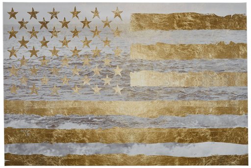 Amazon Brand – Rivet Gold American Flag by The Sea on Canvas Wall Art, 24" x 16"