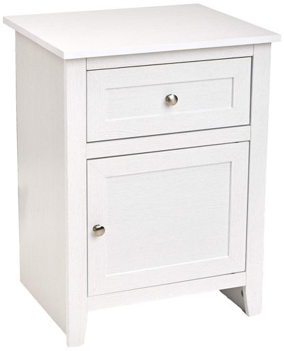 AmazonBasics Classic Wood Nightstand End Table with Cabinet - White Oak