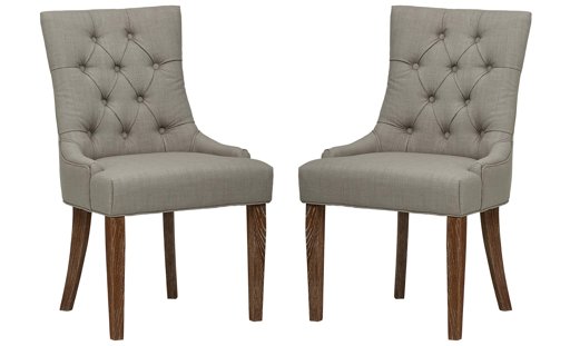 Amazon Brand – Stone & Beam Kristy Tufted Dining Room Kitchen Chair, Set of 2, 36.5"H, Dove Grey
