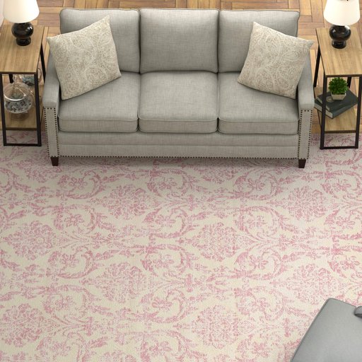 Ravenna Home Vintage Damask Patterned Rug, 7'10" x 9'10", Pink on Ivory