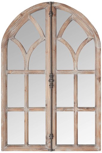 Amazon Brand – Stone & Beam Vintage Farmhouse Wooden Arched Multipanel Mantel Mirror, 36"H, Dark Stain