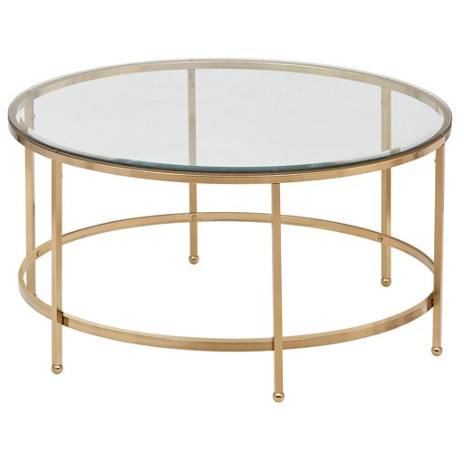 Amazon Brand – Rivet Modern Round Glass and Gold Coffee Table, 36"W, Gold Finish