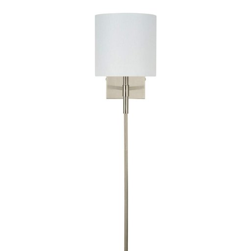 Amazon Brand – Ravenna Home Traditional Plug-In Wall Sconce with Linen Shade, LED Bulb Included, 11.75"H, Brushed Nickel