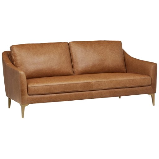 Amazon Brand – Rivet Alonzo Contemporary Leather Sofa Couch, 80"W, Cognac