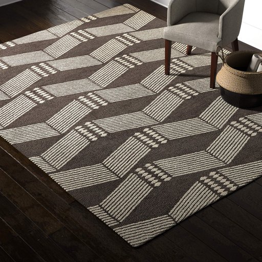 Rivet Handcrafted Wool-and-Cotton Rug with Undulating Stripes, 8' x 10', Cream and Taupe
