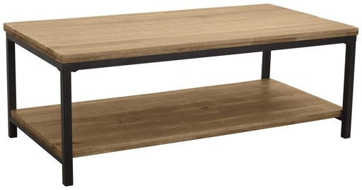 Amazon Brand – Ravenna Home Justin Industrial Shelf Storage Coffee Table, 43.3"W, Pine Veneer and Black Metal