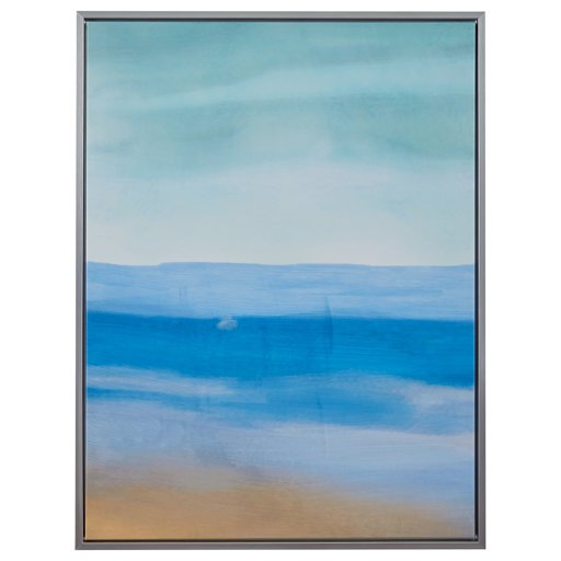 Amazon Brand – Rivet Abstract Green and Blue Sea Breeze Canvas Wall Art in Silver Frame, 31.75" x 41.75"