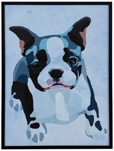 Amazon Brand – Rivet Modern Abstract Puppy Black, White and Pink Print Wall Art in Black Frame, 11.5" x 14.5"