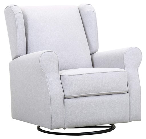 Amazon Brand – Ravenna Home Wingback Swivel Glider Recliner Chair, 33.5"W, Light Grey