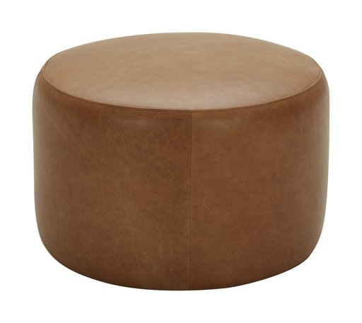 Amazon Brand – Rivet Tompkins Contemporary Foam-Padded Leather Ottoman, 24"W, Cognac
