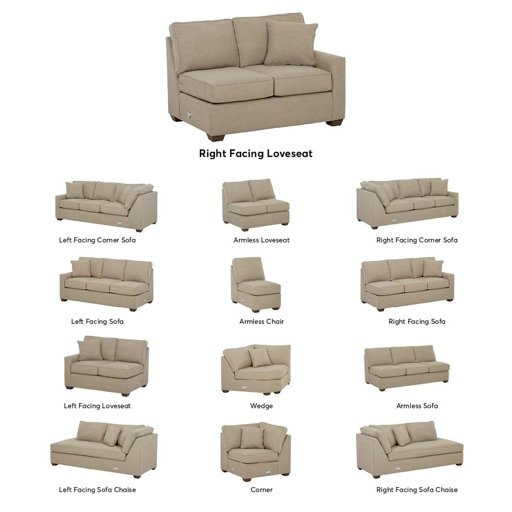 Amazon Brand – Stone & Beam Bagley Sectional Component, Right-Facing Loveseat, Fabric, 52"W, Dove