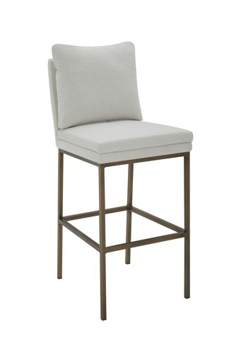 Amazon Brand – Rivet Lundberg Contemporary Upholstered Barstool with Brass Legs, 44.5"H, Chalk