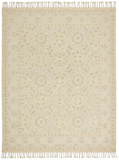 Amazon Brand – Stone & Beam Heidi Floral Farmhouse Wool Area Rug, 5 x 8 Foot, Beige