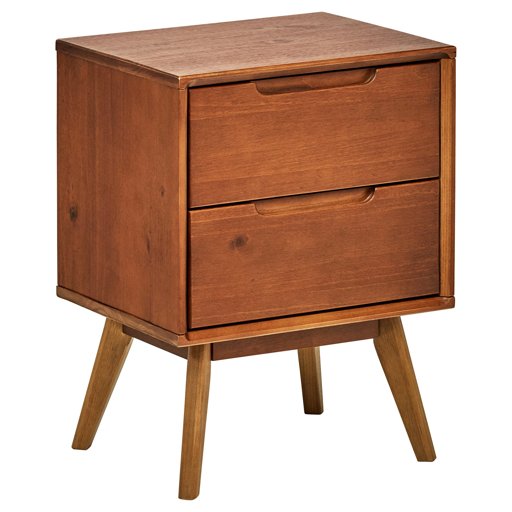 Amazon Brand – Rivet Mid-Century Stark 2-Drawer Nightstand, 24"H, Walnut
