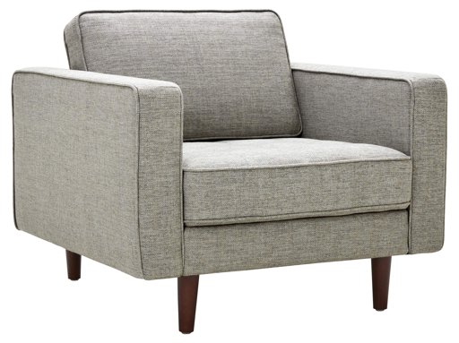 Amazon Brand – Rivet Aiden Mid-Century Chair with Tapered Wood Legs, 35"W, Light Grey