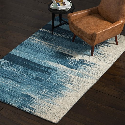 Amazon Brand – Rivet Modern Abstract Area Rug, 5 x 8 Foot, Blue, White