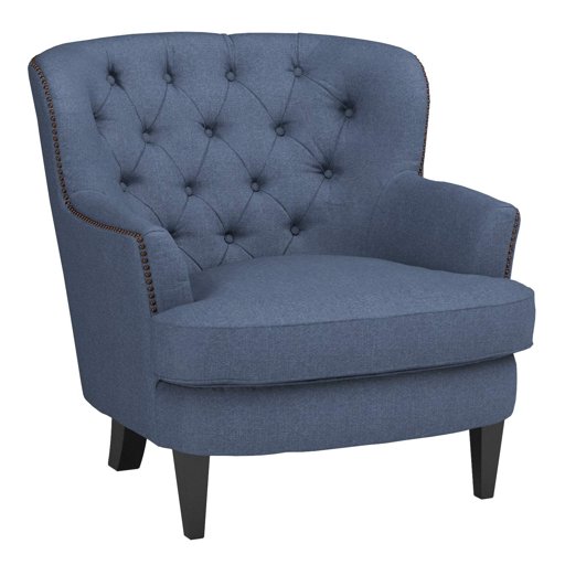 Amazon Brand – Ravenna Home Semple Button Tufted Accent Chair, 33"W, Denim Blue