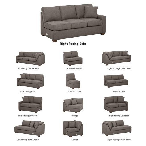 Amazon Brand – Stone & Beam Bagley Sectional Component, Right-Facing Sofa, Fabric, 75"W, Stone