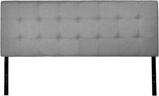 AmazonBasics Faux Linen Upholstered Tufted Headboard - Queen, Grey